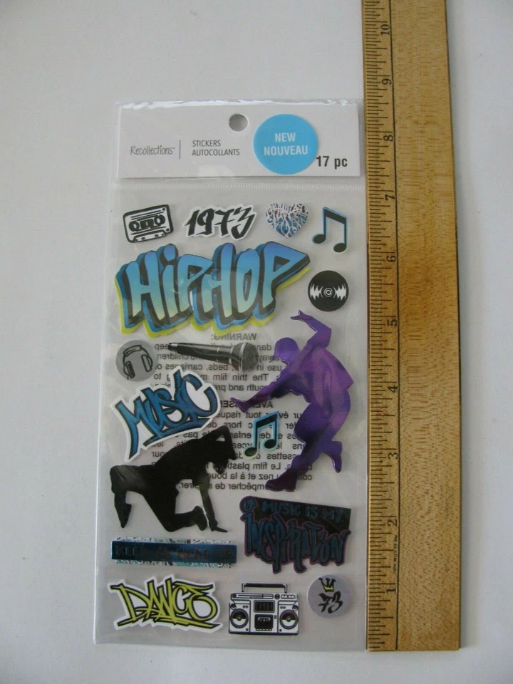 Pegatinas Recuerdos Música HIP POP Dimensional 17 Piezas Nuevo en Paquete Foto 1 de 1