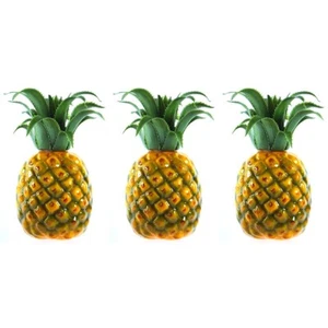 Confezione 3 Ananas Artificiale Medio 7in Plastica Decorativa Frutta Giallo Finto LOTTO - Foto 1 di 5