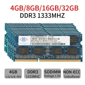 32GB 16GB 8GB 4GB PC3-10600S DDR3 1333 MHz memoria SO-DIMM Notebook per NANYA IT - Picture 1 of 18