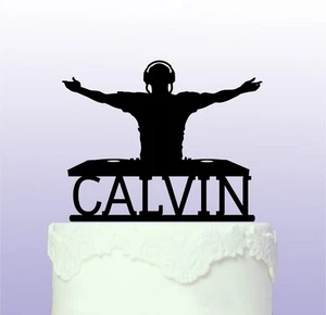 Personalisierter männlicher DJ Acryl Kuchen Topper - Club - Mixer - Bild 1 von 2