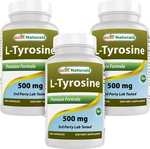 Paquete de 3 cápsulas Best Naturals L-tirosina 500 mg 180 - Imagen 1 de 5