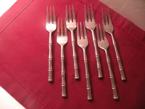 7 Lifetime Cutlery IC Bamboo LCU13 Salad Forks Stainless Steel Japan 6 1/2" - Picture 1 of 6