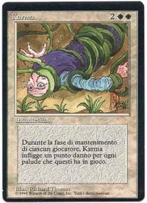 KARMA X1  MAGIC Mtg  ITALIAN 4TH EDITION  MISCUT  NEAR MINT or BETTER! FBB 1994 - Image 1 of 2