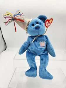 2002 TY Beanie Babies SEPTEMBER Birthday Bear Party Hat Sapphire Blue Teddy Bear - Picture 1 of 12
