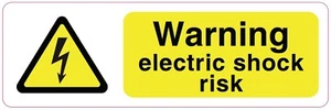 WARNING ELECTRIC SHOCK RISK Sign Sticker Vinyl Health and safety 300mm x 100mm - Picture 1 of 1