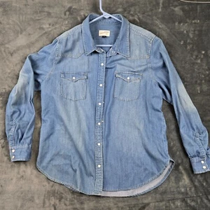 Camicia denim blu a scatto perla manica lunga filo universale taglia XL - Foto 1 di 15