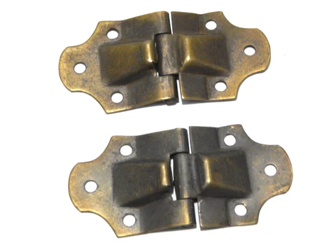 Vintage Trunk Hardware Hinges With Built in Stop Anitque Brass Finish Pair Cover