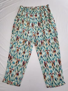 Zara Womens Pants Pull On Medium Elastic Waist Boho Pockets Multicolor - Picture 1 of 14