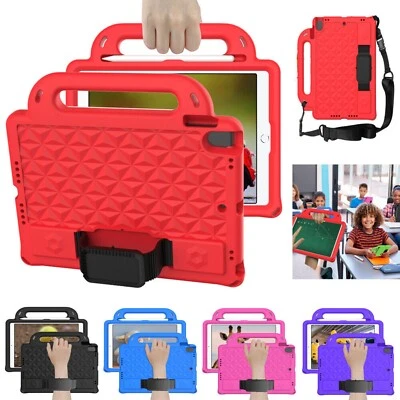 For iPad 5/6th 7th 8th 9th Gen Kids Safe Shockproof Rubber Case W/Shoulder Strap - Image 1 of 4
