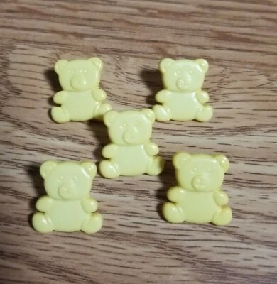 5 botones amarillos de vástago de novedad de oso de peluche - plástico duro Foto 1 de 4