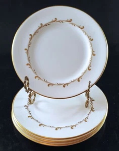 4 Royal Doulton RONDO Bread and Butter PLATES H4935 Gold Flourish, Cream China - Picture 1 of 4