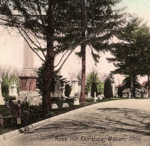 c.1909 Rose Hill Cemetery Mason Ohio Postcard Kraemer Art Deerfield Township - Picture 1 of 3