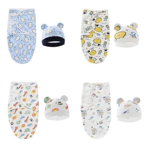 Baby Accessories Newborn Blanket Sleeping Bag Cotton Swaddle Wrap Hat Set - Picture 1 of 22