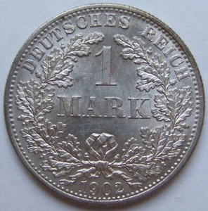 Coin German Reich Empire Silver 1 Mark 1902 F IN Brillant uncirculated - Picture 1 of 2