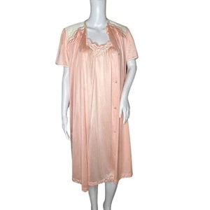 Vintage Vanity Fair Nightgown Set Womens Small Pink Bohemian Grandmacore Granny - Picture 1 of 13