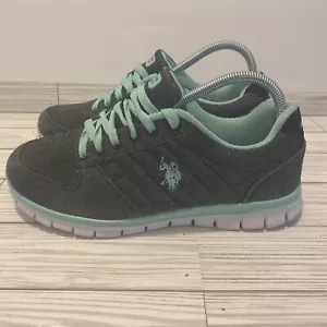 US Polo Assn Women Shoes Size 10 Gray/Mint Blue/White Comfort Sole Athletic - Picture 1 of 9