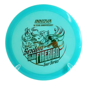 FLY GREEN DISC GOLF INNOVA 10 YEAR SEXTON GLOW FIREBIRD GREEN W/ RASTA FOIL - Picture 1 of 2
