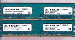 4GB 2x2GB PC2-6400 DDR2-800 A-TECH Branded Ram Memory Kit w/ Hynix Chips 64092 - Picture 1 of 2
