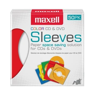 Maxell 190134 CD-401 CD/DVD Paper Sleeve - Clear Window 50 Pk (Assor (US IMPORT) - Afbeelding 1 van 7
