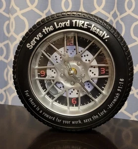 Serve The Lord Tire-lessly Jeremiah 31:16 Quartz Movement Wall Tire Clock - Picture 1 of 5