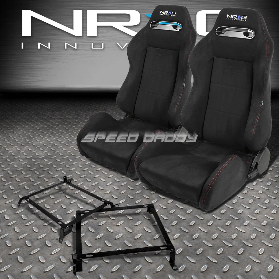 2X TYPE-R SUEDE RECLINABLE RACING SEAT+BRACKETS FOR 88-91 HONDA CR-X DX/HF/Si - Imagem 1 de 4