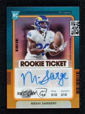 2021 Contenders Optic Ticket Orange Prizm /50 Mekhi Sargent #147 Rookie Auto RC - Image 1 of 2
