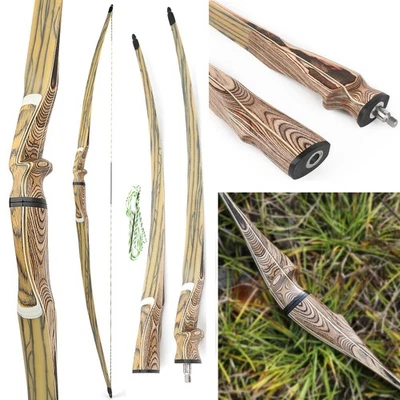60" 62" 64" Takedown Longbow 20-50lbs Wooden Traditional Bow Archery Hunting - Image 1 of 4