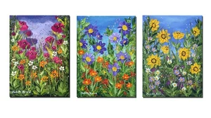 3 x Original Gemälde "Trio - hübscher Landhausgarten" (7x5") von Judith Rowe - Bild 1 von 4