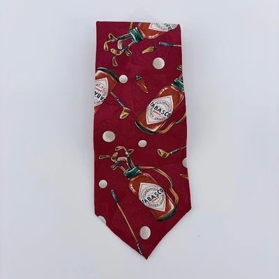 Corbata Tabasco para Hombres Rojo Borgoña 4" Ancho Palos de Golf Pelotas de Golf Novedad Corbata Foto 1 de 4