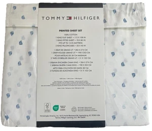 Tommy Hilfiger King Sheet Set Blue Sailboats Tropical Island New 4 Pc - Picture 1 of 2