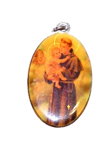 Vintage Saint Holding Baby Jesus Necklace Pendant Keychain Charm - Picture 1 of 1