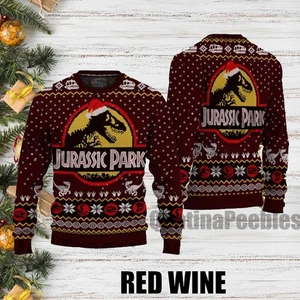 Jurassic Park Christmas Sweater – Funny Dinosaur Ugly Xmas Jumper, Unisex Ugly S - Picture 1 of 1