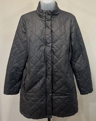 Eileen Fisher Women’s  Quilted Puffer Zip Snap Jacket Black Small Coat - Image 1 of 4