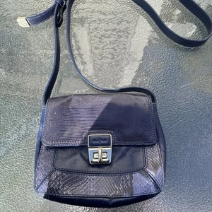 Cole Haan Purple Snake Embossed Leather Mini Crossbody Purse Bag - Picture 1 of 15