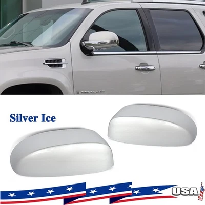 For 2007-2013 Cadillac Escalade ESV EXT 1Pair Side Mirror Covers Caps Silver Ice - Image 1 of 4