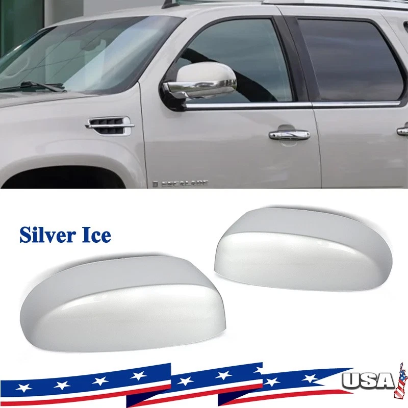 For 2007-2013 Cadillac Escalade ESV EXT 1Pair Side Mirror Covers Caps Silver Ice - Image 1 of 4