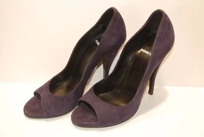 Pierre Hardy Deep Purple Suede Leather Open Toe Stiletto Heels sz 40 - Image 1 of 4