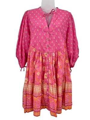 NEW Spell & The Gypsy Utopia Tunic Mini Dress Flamingo Women's Size Large Pink - image 1 of 4