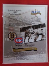 NHL MONTREAL CANADIENS ORIGINAL 1995 BOSTON BRUINS LAST GAME FORUM LINE-UP SHEET