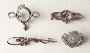 4 Broche ARGENT ART NOUVEAU vers 1900 silver brooch mistletoe serpent - Picture 1 of 3