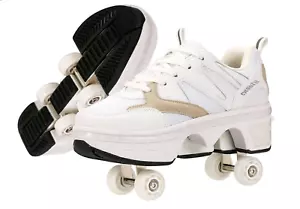CHSSIH Roller Skate Shoes Kids Retractable 4 wheels shoes 2 in 1 NIB 2.5 sneaker - Picture 1 of 4