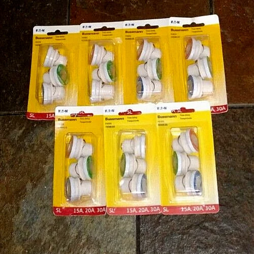 Eaton Bussmann BP/SL-A SL 15A, 20A, 30A Fusibles Retardo de Tiempo 3A3579 (7) 3 Paquetes Nuevos Foto 1 de 1