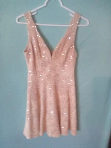 Women's Dress, Party/ Formal, Lace/ Glitter, Beige , Bailey Blue, Size Medium - Picture 1 of 2