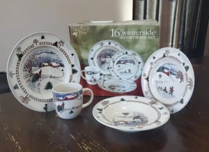 Juego de cena de gres artesanal popular LADO DE INVIERNO ¡Servicio para 4 magníficos juegos! 🎄☃️🎅 - Imagen 1 de 8