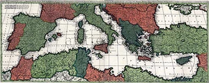 1695 Mare Mediterraneum Old World Exploration MAP Vintage Repro Print 24x60 - Picture 1 of 10