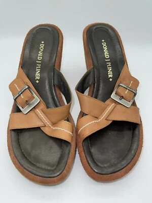 Sandalias sin cordones Donald J Pliner talla 8,5 M naranja quemado/marrón con plataforma de cuña Foto 1 de 4