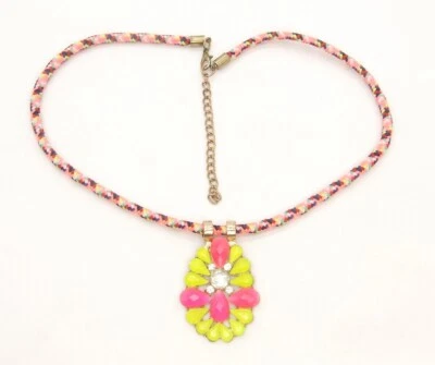 Collar Gargantilla Colgante Lágrima 17.5" Grueso Cordón Color Cristal Naranja/Amarillo Foto 1 de 3