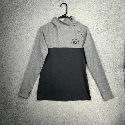 Philadelphia Flyers Womens Mock Neck Pullover Sweater Size Medium Gray Two Tone Cover