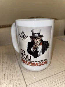 VINTAGE FREEMASON UNCLE SAM MUG MADE IN USA Masonic SMIB 2B1Ask1 - Picture 1 of 8