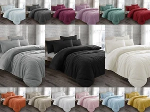 Teddy Fleece Bedding Set, Thermal Fluffy Duvet Cover Or Fitted Sheet - Picture 1 of 34